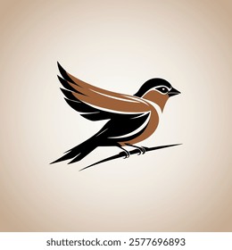 Abstract Sparrow Bird Brown Logo Icon Design Minimalist Vector Art, Bird graphic, birds, Vector illustration