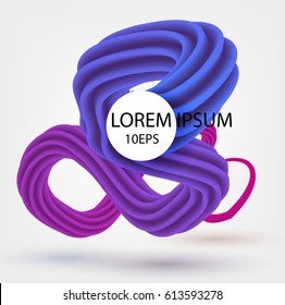 Abstract spatial three-dimensional form. Colored stripes of cream. Dynamic Effect. 3D Wavy Background. Flexible stripes twisted. Abstract vector illustration.
