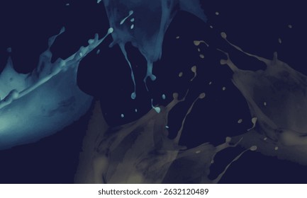 Abstract Spatum Line Road Blue Silver slightly black metallic marble ink background


