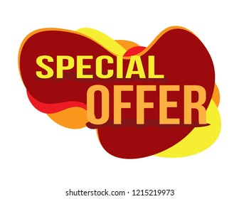 Abstract special offer icon. red, yellow and orange abstract shapes and white background