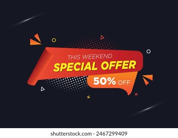 Abstract special offer label red and black sale tag. special offer sale tag discount symbol retail sticker modern vector illustration.