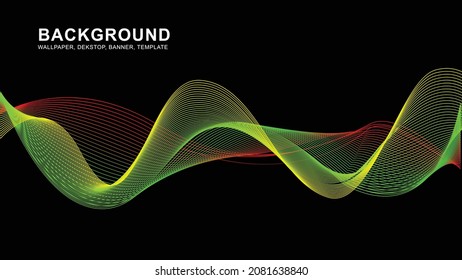 Abstract Spectrum Background with Green Yellow Red Colour. Abstract decoration, website background, wallpaper, illustration, technology. Abstract Vector