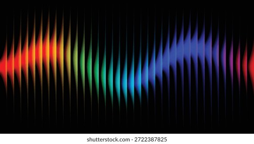 Espectro abstrato de ondas de luz colorida contra fundo preto.