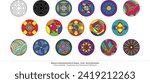 Abstract Spectrum: Geometric Shapes Collection - Vibrant Circles Vector Illustration. Playful geometric shapes: Circles interlock and dance across the canvas, creating a sense of movement.