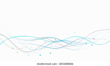 Abstract spectrum lines on a white background. Colorful shiny wave with lines, curved wavy line, smooth stripe. Design element.