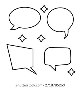 Abstract speech balloon set on a white background in a flat style. For design and icon purposes. Vector illustration.