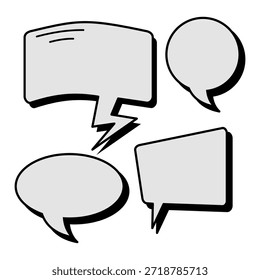 Abstract speech balloon set on a white background in a flat style. For design and icon purposes. Vector illustration.