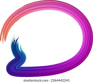 Burbuja de voz abstracta con gradiente de textura de pincel rosa curva. Ilustración vectorial.