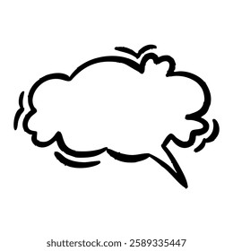 Abstract speech bubble frame with a bold black outline, resembling a cloud shape. Chalk, marker, ink texture. Ideal for highlighting text, dialogue in comics, social media, and modern design projects.