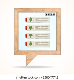 Abstract speech bubble frame of wood and paper banner background, Natural banner idea concept - Vector illustration