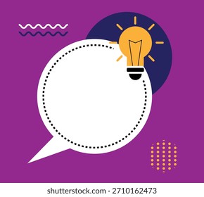 Bolha de fala abstrata com fundo colorido da lâmpada. Elementos de design gráfico e arte vetorial de recursos
