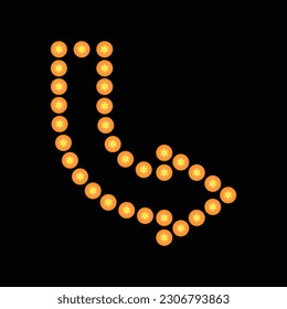 Abstract speech bubble silhouette with star lamp lights isolated on black background. Glowing shiny electric bulbs frame for holiday and event banners and posters