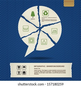 Abstract speech bubble of vintage paper and laundry symbol, Vector template design for banner product