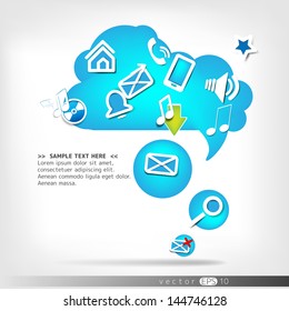 Abstract speech bubble with web icons