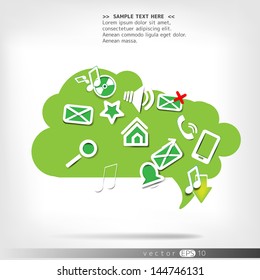 Abstract speech bubble with web icons