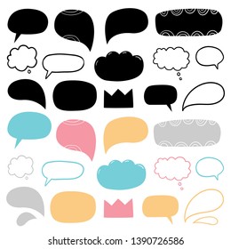 Abstract Speech Bubbles. Hand-drawn vector illustration with dialog shapes. Good for t-shirt print, websites, flyer, poster design. 