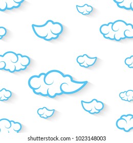 Abstract speech bubbles in the shape of clouds used in a social networks on light blue background. Cloud computing concept. Vector eps10 illustration