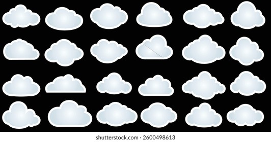 Abstract speech bubbles in the shape of clouds paper cut style