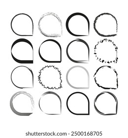 Abstract speech bubbles. Variety of styles. Black and white. Vector illustration.