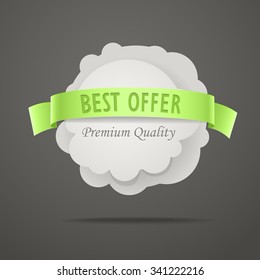 Abstract speech cloud with color ribbon. Template for a text