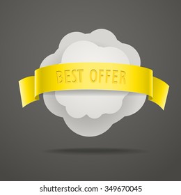 Abstract speech cloud with color ribbon. Template for a text