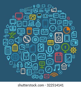 Nube de voz abstracta de iconos web de diferentes colores