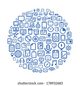Abstract speech cloud of different web icons