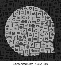 Abstract speech cloud with media icons