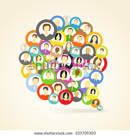Abstract speech cloud of network avatars
