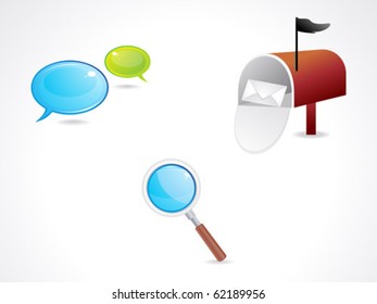 abstract speech inbox & search icon vector illustration