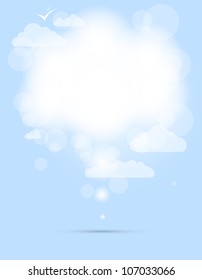 abstract speech white shining cloud vector background