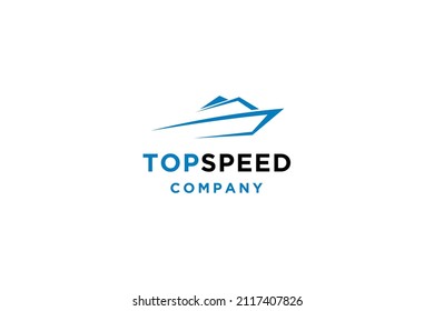 Abstract speed boat logo design vector illustration.