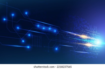 tarjeta de circuito digital de velocidad abstracta futurista futuro movimiento de alta velocidad sobre fondo azul