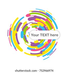 Abstract speed gear wheel paint splash mockup. Cover book colored template trendy rounded corner banner. Dynamic colorful circle background mock up. Vector magazine poster illustration summer backdrop