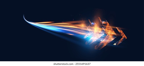 Velocidad Abstractas del movimiento de la flecha ligera. Concepto de tecnología e interfaces. Ilustración vectorial