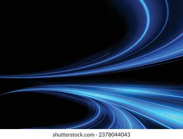 Abstract speed light effect on black background vector illustration.