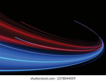 Efecto abstracto de la luz de velocidad en la ilustración del vector de fondo negro.