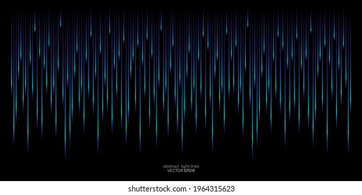 Abstract speed light lines movement dynamic dropping pattern in blue green colors isolated on black background in concept of AI technology, 5G, digital, communication.