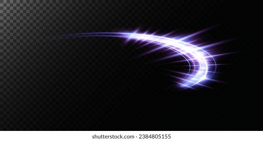 Abstract speed light lines, neon color. Light everyday glowing effect. semicircular wave, curve light track swirl, optical fiber incandescent png. EPS10