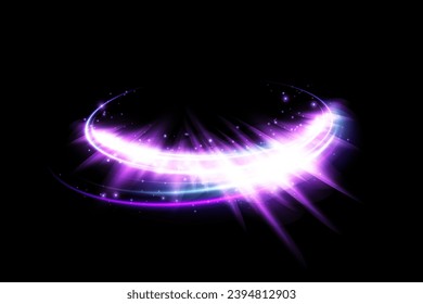 Abstract speed light lines, neon color. Light everyday glowing effect. semicircular wave, curve light track swirl, optical fiber incandescent png. EPS10