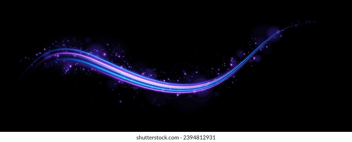 Abstrakte Geschwindigkeitslinien, Neonfarbe. Heller, alltäglicher Lichteffekt. halbkreisförmige Welle, Kurvenlichtspur wirl, Glasfaser-Stift. EPS10
