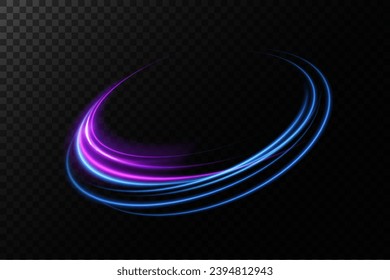 Abstract speed light lines, neon color. Light everyday glowing effect. semicircular wave, curve light track swirl, optical fiber incandescent png. EPS10