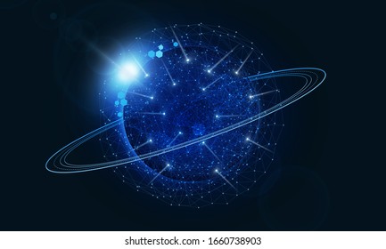 Abstract speed Light out technology background Hitech communication concept innovation send for planet earth with sunrise and technology network. 