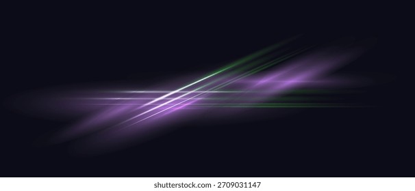 Senderos de luz de velocidad Abstractas sobre fondo oscuro. Concepto de tecnología digital. Efecto de desenfoque de movimiento de energía moderno. Ilustración vectorial para el Anuncio, cartel, tarjeta