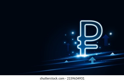 Abstract speed Lightning Russian currency up out technology background Hitech communication concept innovation background,  vector design