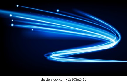 Abstract speed line background with dynamic light fiber cable technology network and Electric car concept innovation background, vector design