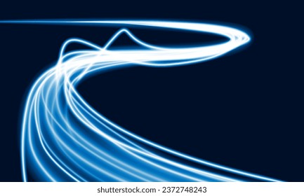 Abstract speed line background with dynamic light fiber cable technology network and Electric car concept innovation background, vector design