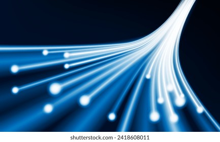 Abstract speed line background with dynamic light fiber cable technology network and Electric car concept innovation background, vector design