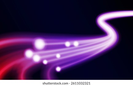 Abstract speed line background with dynamic light fiber cable technology network and Electric car concept innovation background, vector design