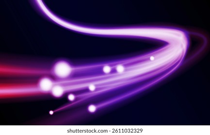 Abstract speed line background with dynamic light fiber cable technology network and Electric car concept innovation background, vector design